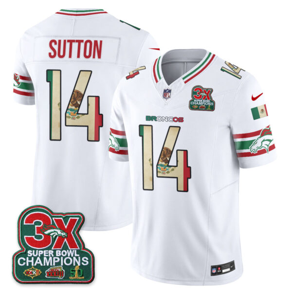 Denver Broncos Courtland Sutton Mexico Edition Vapor Jersey - All Stitched - White