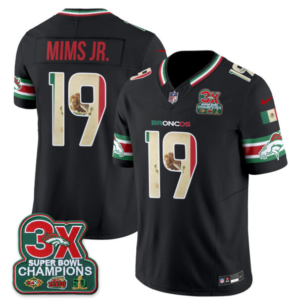 Denver Broncos Marvin Mims Jr. Mexico Edition Vapor Jersey - All Stitched - Black