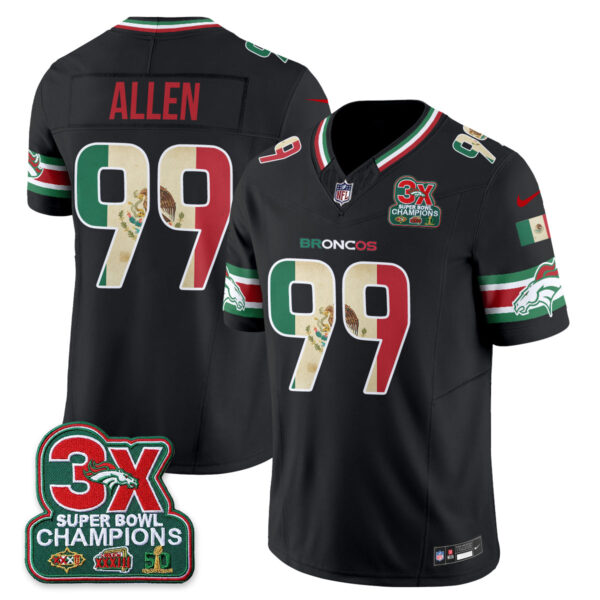 Denver Broncos Zach Allen Mexico Edition Vapor Jersey - All Stitched - Black