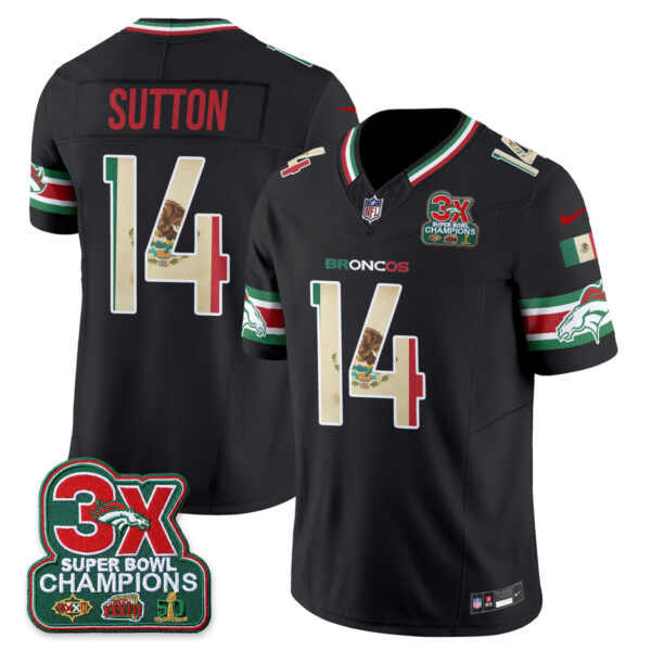 Denver Broncos Courtland Sutton Mexico Edition Vapor Jersey - All Stitched - Black