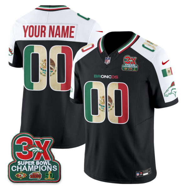 Denver Broncos Mexico Edition Vapor Custom Jersey - All Stitched - Alternate