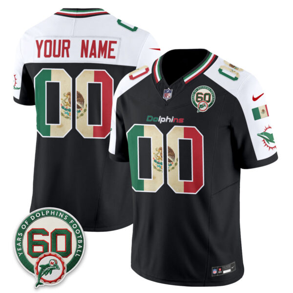 Miami Dolphins Mexico Edition Vapor Custom Jersey - All Stitched - Alternate