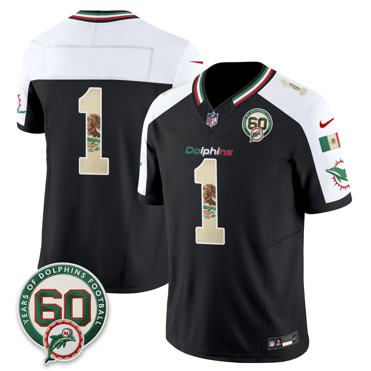 Miami Dolphins Team Mexico Edition Vapor Jersey - All Stitched - Alternate