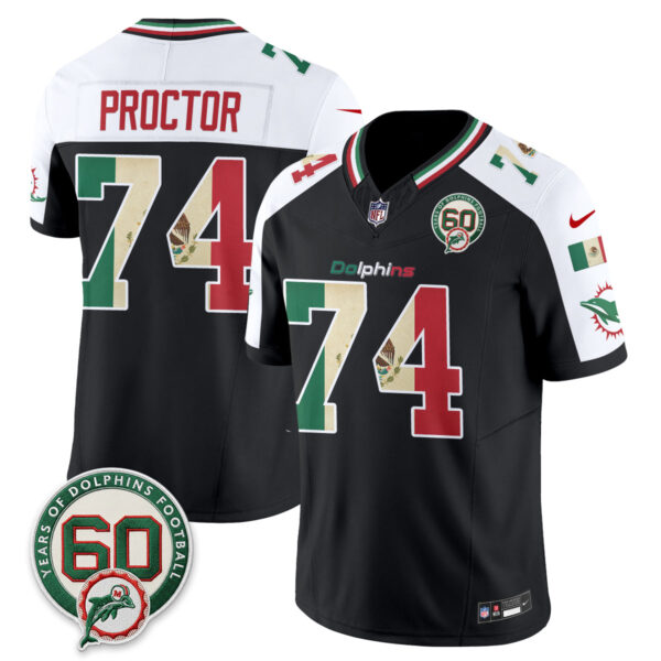 Miami Dolphins Kadyn Proctor Mexico Edition Vapor Jersey - All Stitched - Alternate