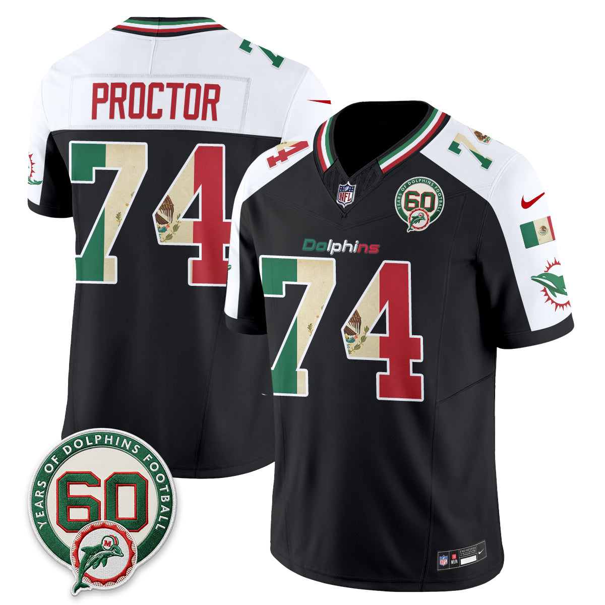 Miami Dolphins Kadyn Proctor Mexico Edition Vapor Jersey - All Stitched - Alternate