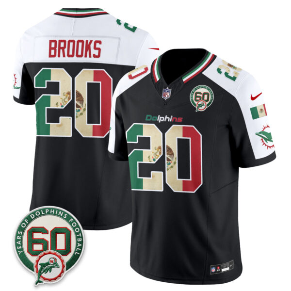 Miami Dolphins Jordyn Brooks Mexico Edition Vapor Jersey - All Stitched - Alternate