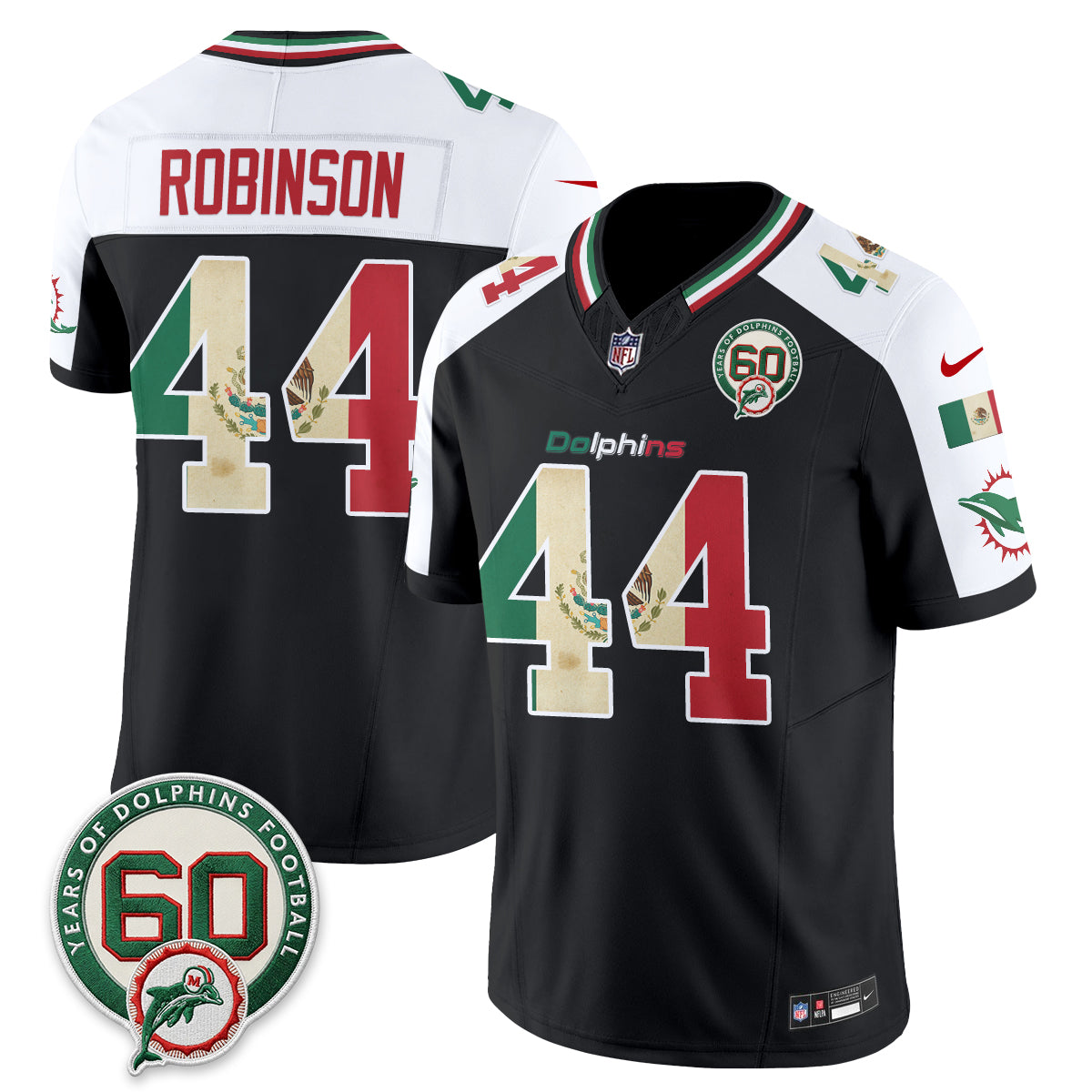 Miami Dolphins Chop Robinson Mexico Edition Vapor Jersey - All Stitched - Alternate