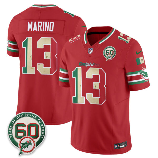 Miami Dolphins Dan Marino Mexico Edition Vapor Jersey - All Stitched - Red