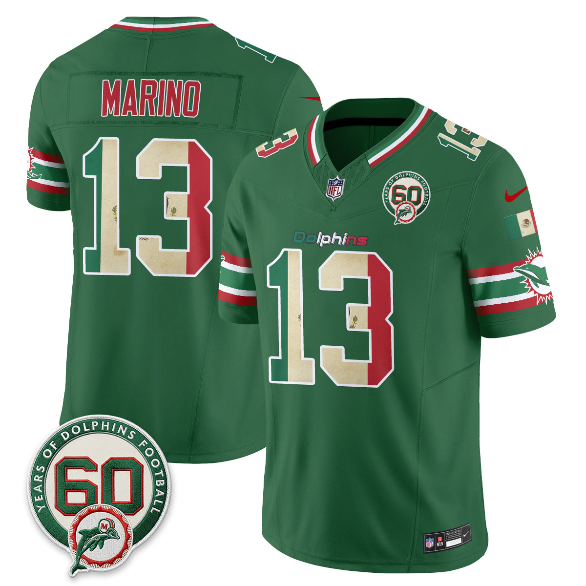Miami Dolphins Dan Marino Mexico Edition Vapor Jersey - All Stitched - Green