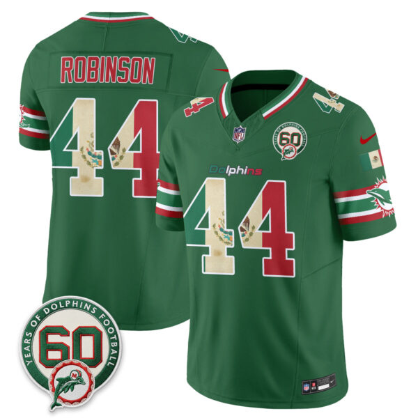 Miami Dolphins Chop Robinson Mexico Edition Vapor Jersey - All Stitched - Green