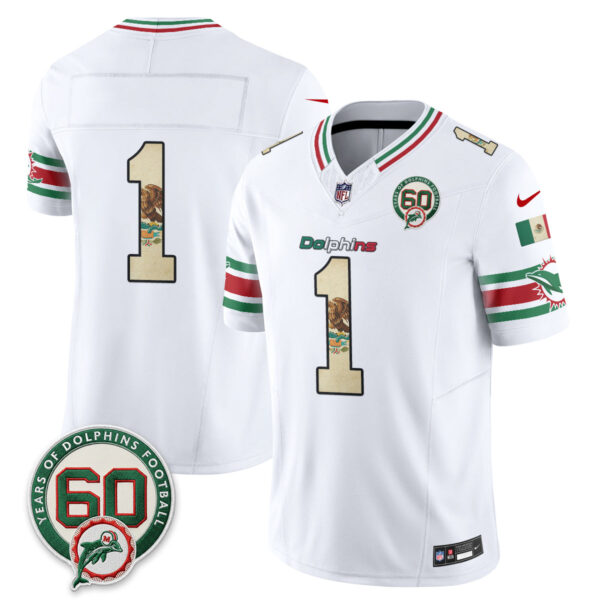 Miami Dolphins Team Mexico Edition Vapor Jersey - All Stitched - White