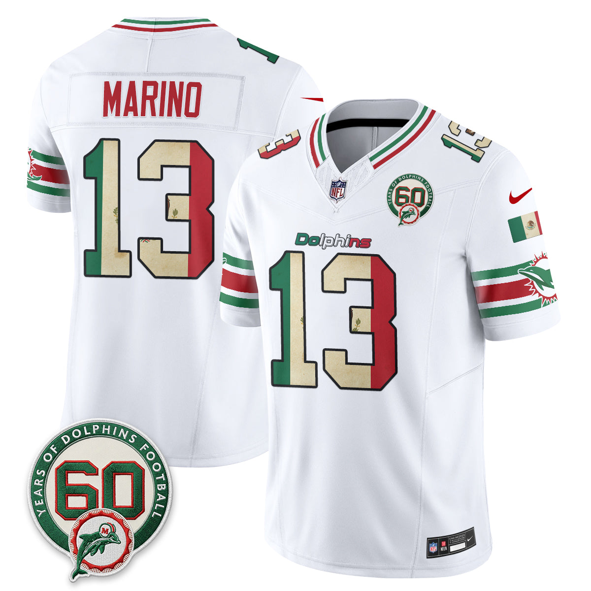 Miami Dolphins Dan Marino Mexico Edition Vapor Jersey - All Stitched - White
