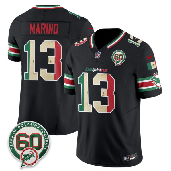 Miami Dolphins Dan Marino Mexico Edition Vapor Jersey - All Stitched - Black