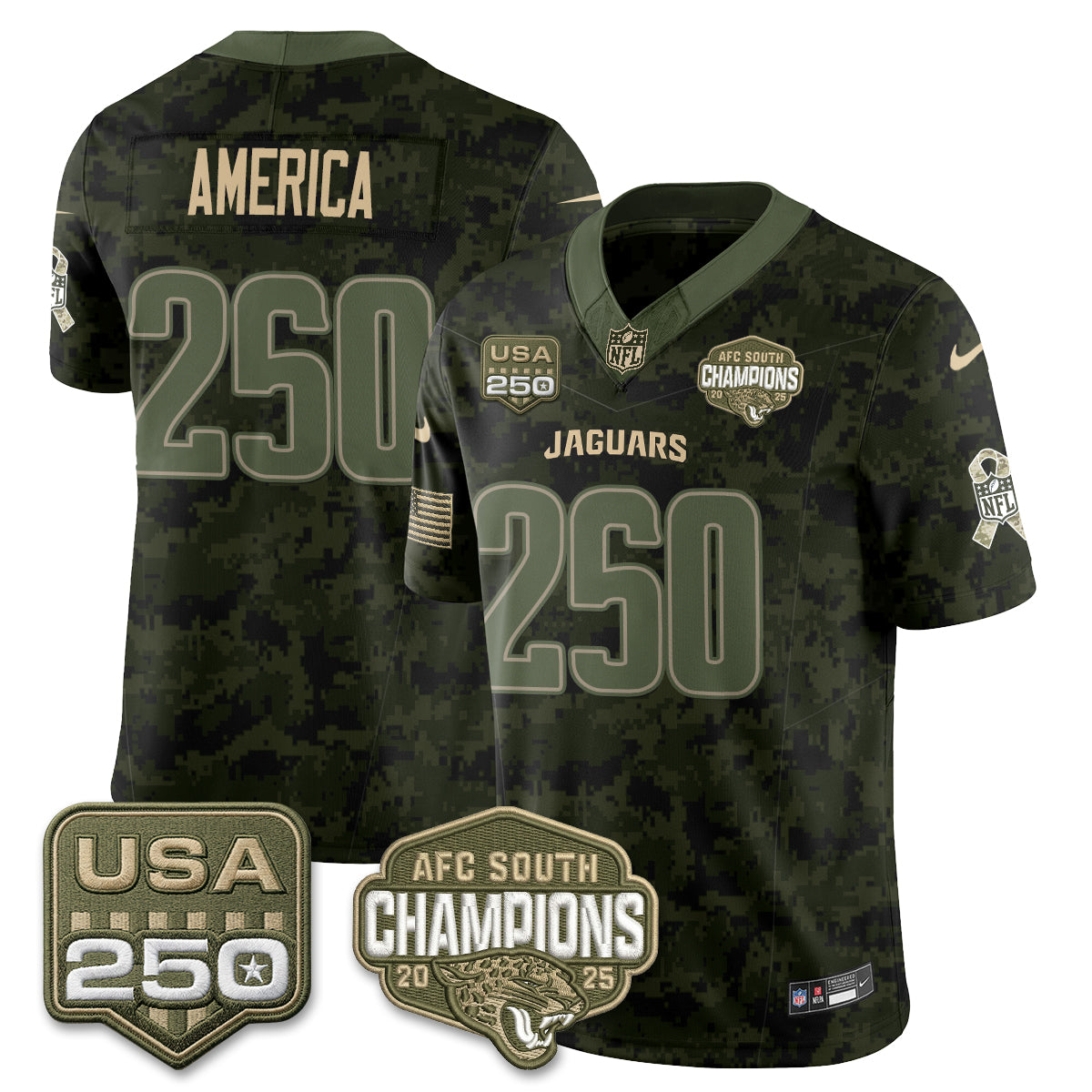 Jacksonville Jaguars America 2026 Salute to Service Vapor Jersey - All Stitched - Camo