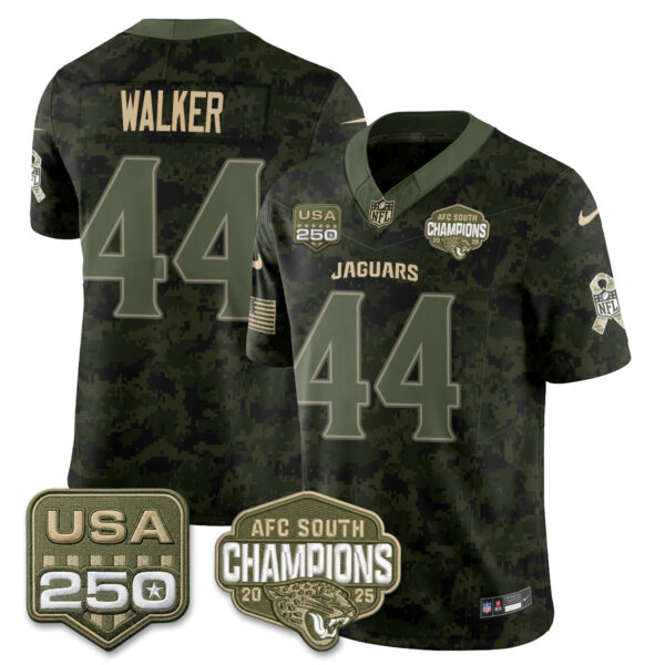 Jacksonville Jaguars Travon Walker 2026 Salute to Service Vapor Jersey - All Stitched - Camo