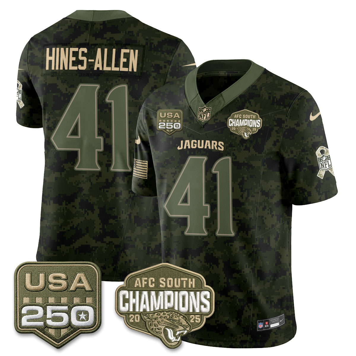Jacksonville Jaguars Josh Hines-Allen 2026 Salute to Service Vapor Jersey - All Stitched - Camo