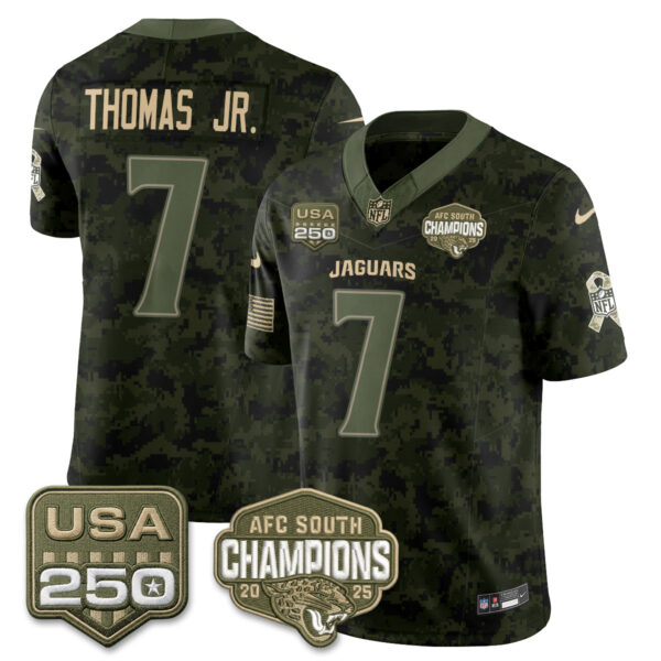 Jacksonville Jaguars Brian Thomas Jr. 2026 Salute to Service Vapor Jersey - All Stitched - Camo
