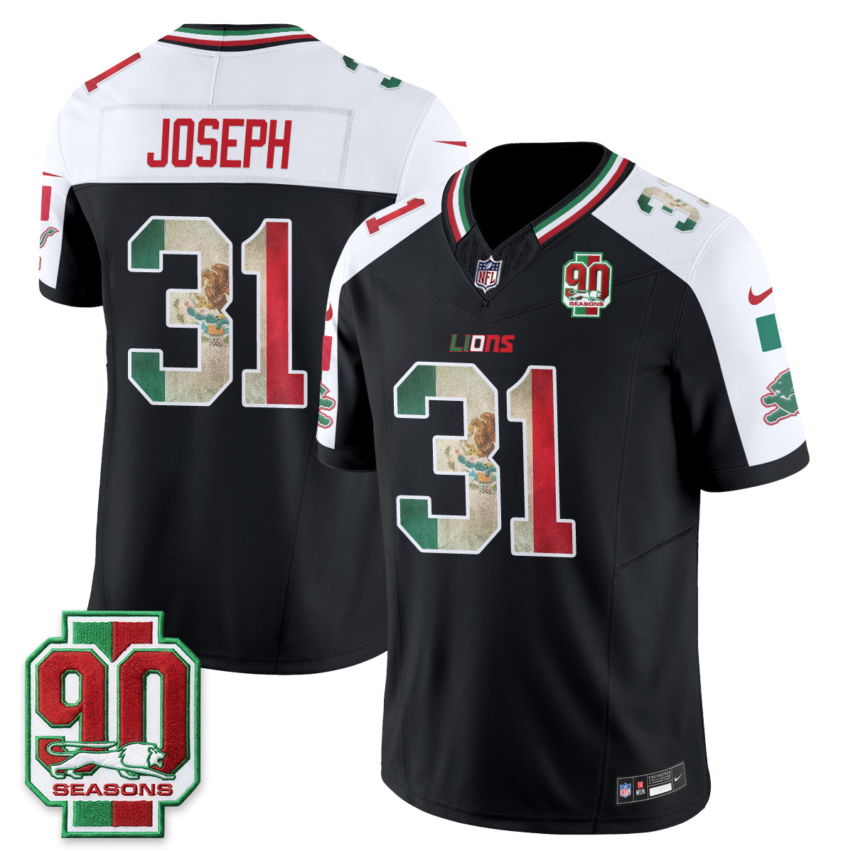 Detroit Lions Kerby Joseph Mexico Edition Vapor Jersey - All Stitched - Alternate