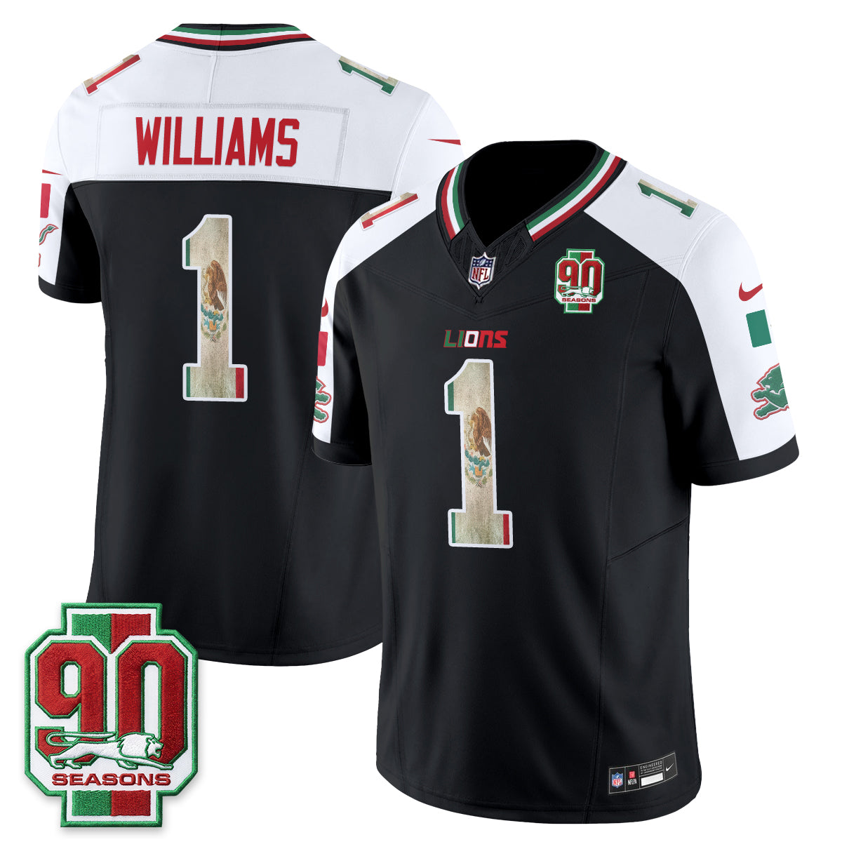 Detroit Lions Jameson Williams Mexico Edition Vapor Jersey - All Stitched - Alternate