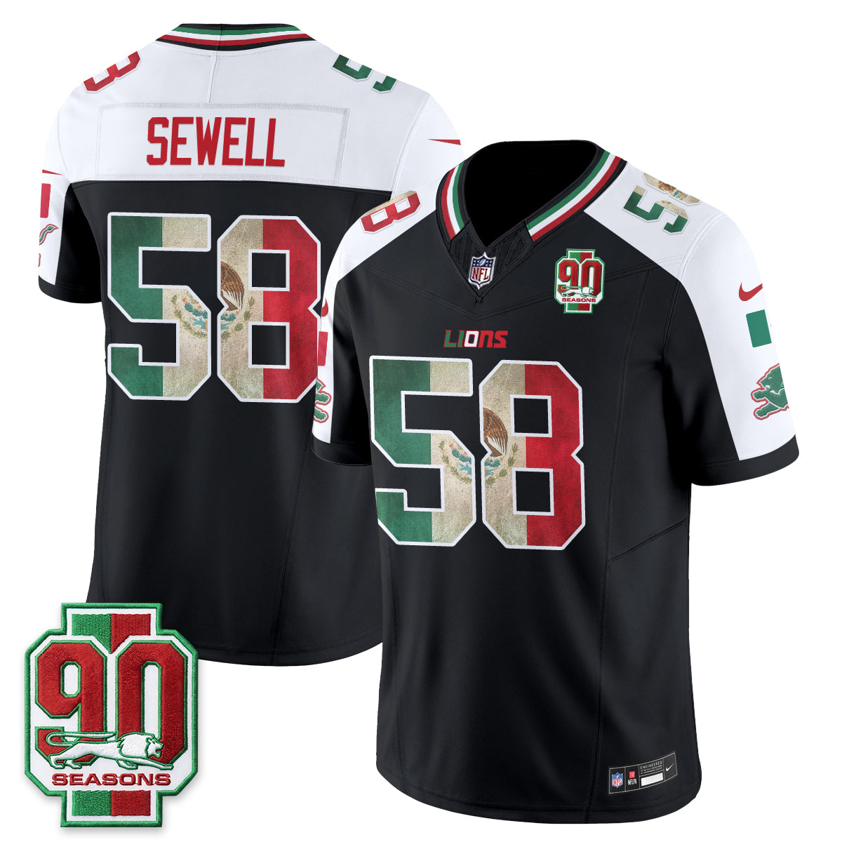 Detroit Lions Penei Sewell Mexico Edition Vapor Jersey - All Stitched - Alternate