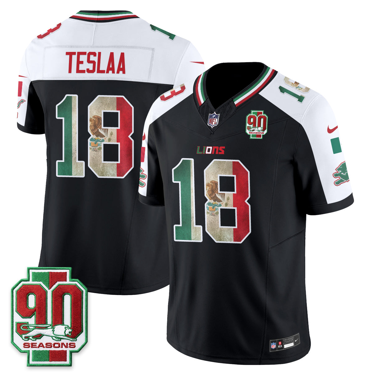 Detroit Lions Isaac TeSlaa Mexico Edition Vapor Jersey - All Stitched - Alternate