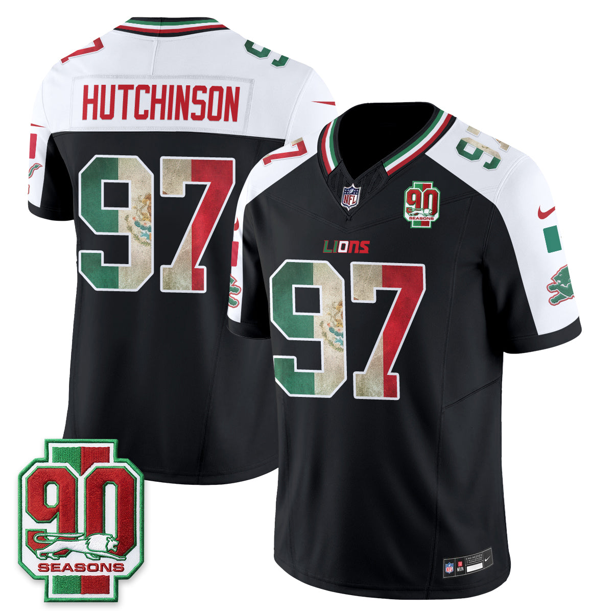Detroit Lions Aidan Hutchinson Mexico Edition Vapor Jersey - All Stitched - Alternate