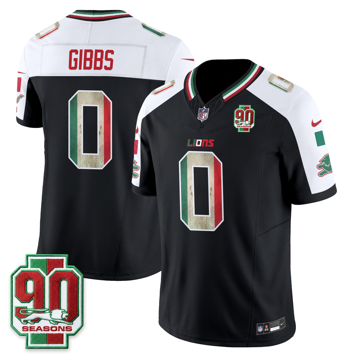 Detroit Lions Jahmyr Gibbs Mexico Edition Vapor Jersey - All Stitched - Alternate