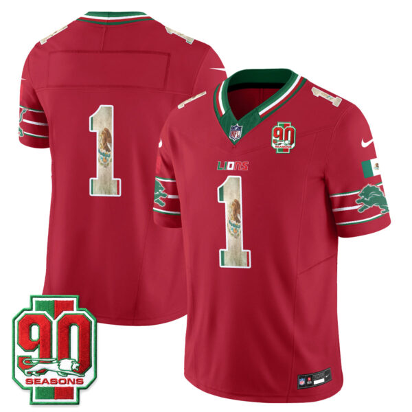Detroit Lions Team Mexico Edition Vapor Jersey - All Stitched - Red