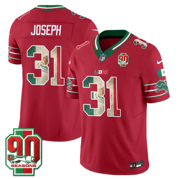 Detroit Lions Kerby Joseph Mexico Edition Vapor Jersey - All Stitched - Red
