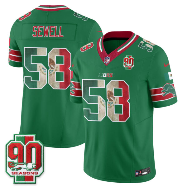 Detroit Lions Penei Sewell Mexico Edition Vapor Jersey - All Stitched - Green