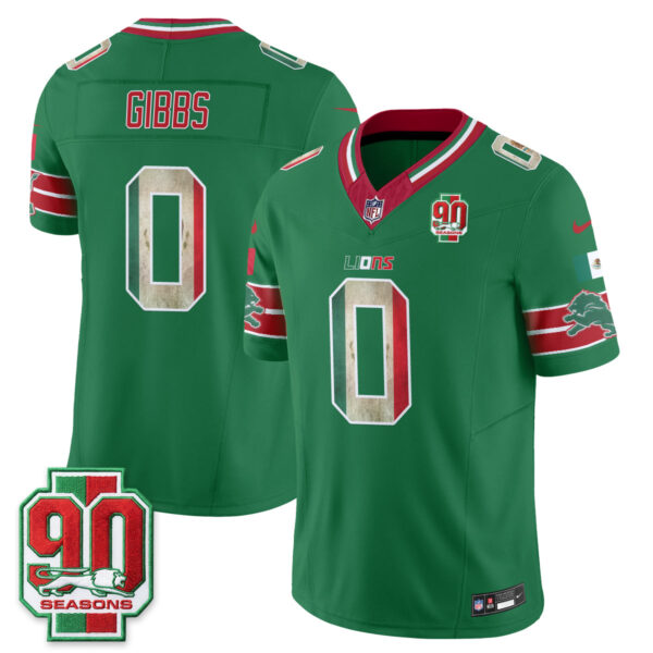 Detroit Lions Jahmyr Gibbs Mexico Edition Vapor Jersey - All Stitched - Green