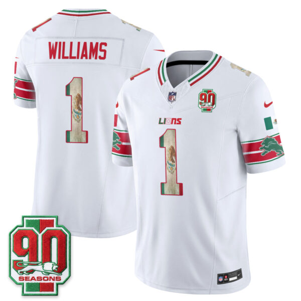 Detroit Lions Jameson Williams Mexico Edition Vapor Jersey - All Stitched - White