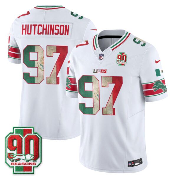 Detroit Lions Aidan Hutchinson Mexico Edition Vapor Jersey - All Stitched - White