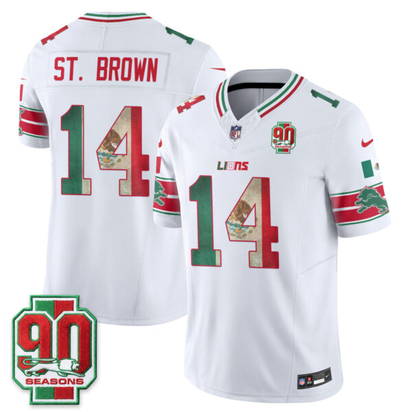Detroit Lions Amon-Ra St. Brown Mexico Edition Vapor Jersey - All Stitched - White