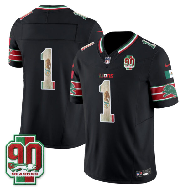Detroit Lions Team Mexico Edition Vapor Jersey - All Stitched - Black