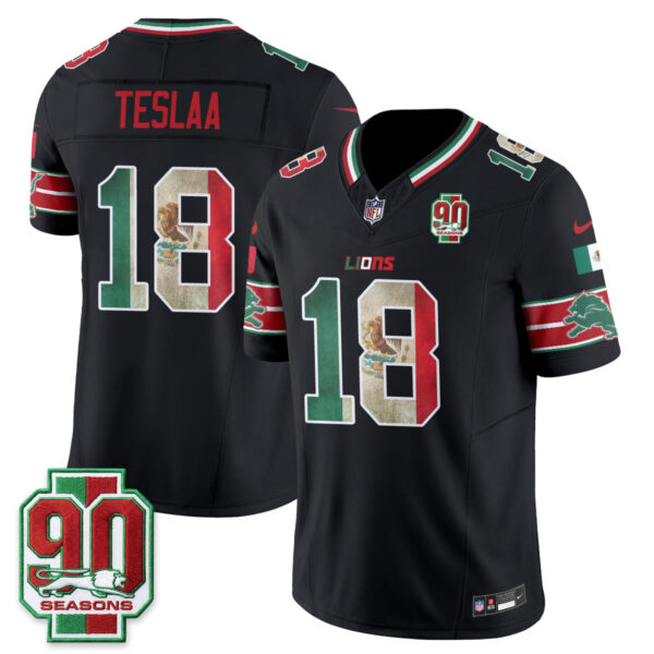 Detroit Lions Isaac TeSlaa Mexico Edition Vapor Jersey - All Stitched - Black
