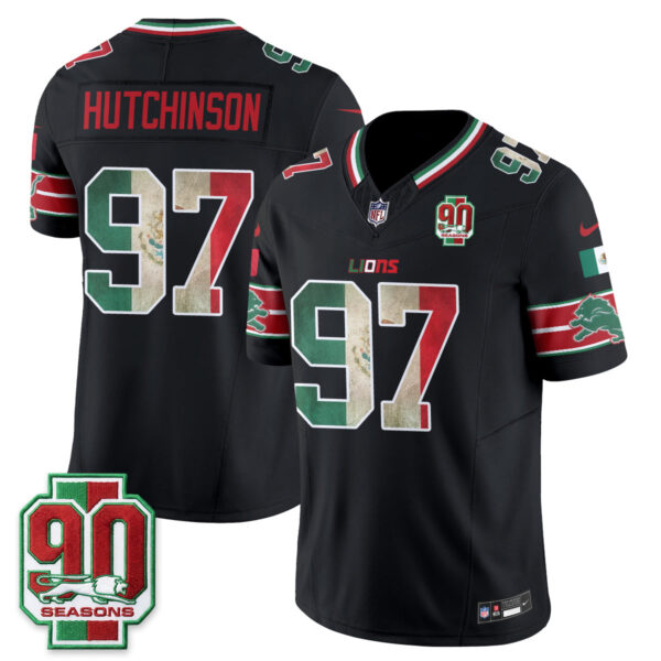 Detroit Lions Aidan Hutchinson Mexico Edition Vapor Jersey - All Stitched - Black