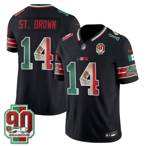 Detroit Lions Amon-Ra St. Brown Mexico Edition Vapor Jersey - All Stitched - Black