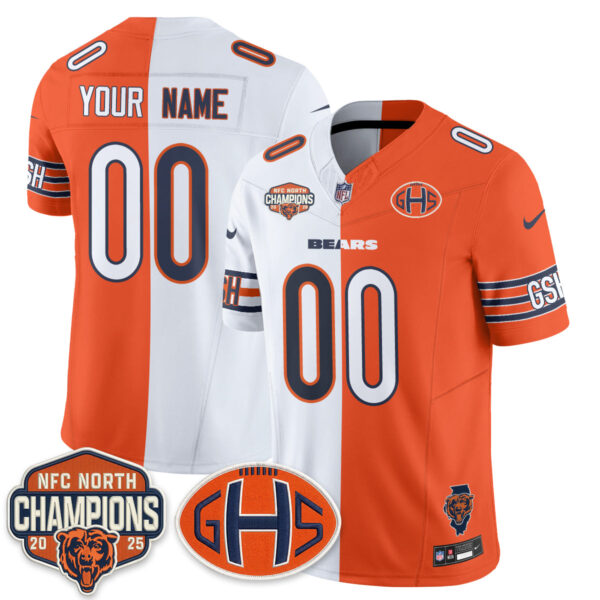 Chicago Bears 2026 Split Edition Vapor Custom Jersey - All Stitched - Orange White