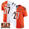 Cincinnati Bengals Jordan Battle Split Edition Vapor Jersey - All Stitched - White Orange