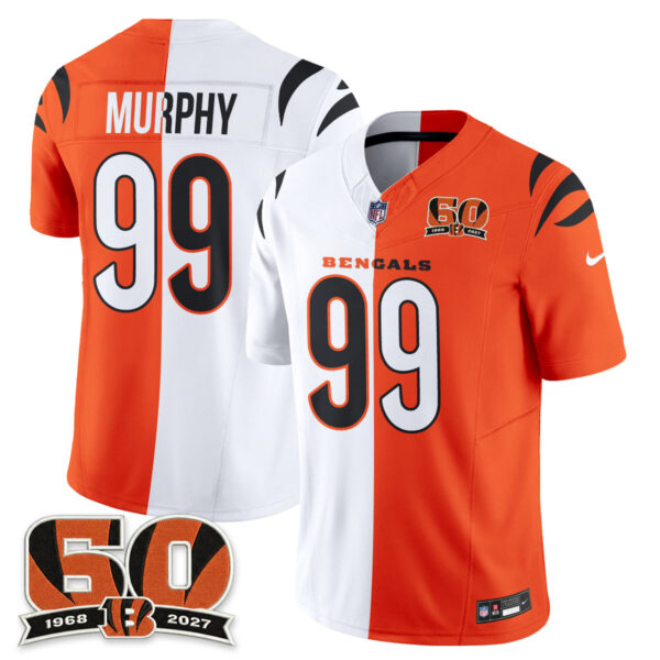 Cincinnati Bengals Myles Murphy Split Edition Vapor Jersey - All Stitched - White Orange