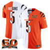 Cincinnati Bengals Tee Higgins Split Edition Vapor Jersey - All Stitched - White Orange