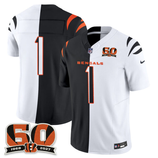 Cincinnati Bengals Team Split Edition Vapor Jersey - All Stitched - Black White