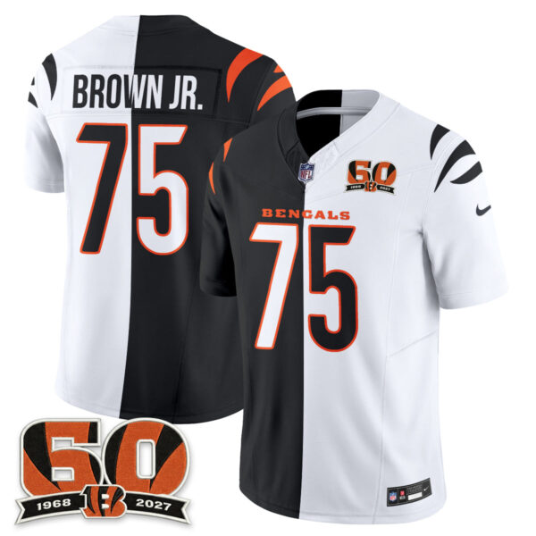 Cincinnati Bengals Orlando Brown Jr. Split Edition Vapor Jersey - All Stitched - Black White