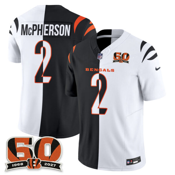 Cincinnati Bengals Evan McPherson Split Edition Vapor Jersey - All Stitched - Black White
