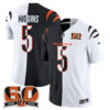 Cincinnati Bengals Tee Higgins Split Edition Vapor Jersey - All Stitched - Black White