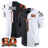 Cincinnati Bengals Ja'Marr Chase Split Edition Vapor Jersey - All Stitched - Black White