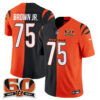 Cincinnati Bengals Orlando Brown Jr. Split Edition Vapor Jersey - All Stitched - Black Orange