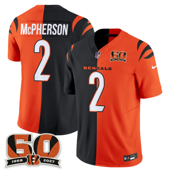 Cincinnati Bengals Evan McPherson Split Edition Vapor Jersey - All Stitched - Black Orange