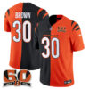 Cincinnati Bengals Chase Brown Split Edition Vapor Jersey - All Stitched - Black Orange